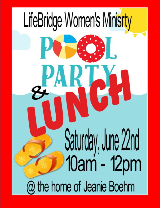 Women's Ministry Pool Party Lunch Flyer