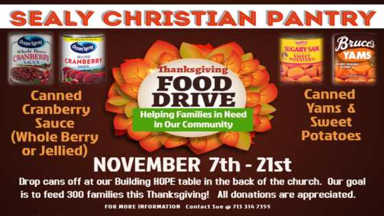 Canned Food Drive for Thanksgiving!