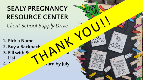 THANK YOU from the Sealy Pregnancy Resource Center