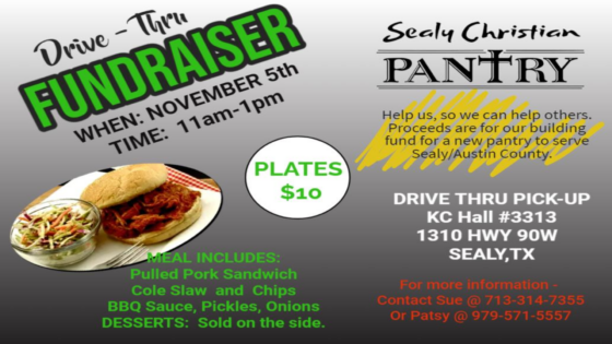 Sealy Christian Pantry Drive-Thru Fundraiser