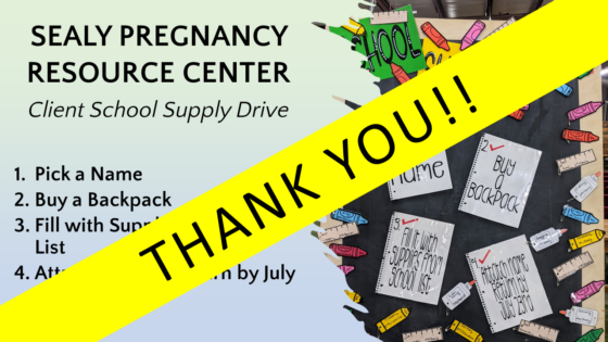 THANK YOU from the Sealy Pregnancy Resource Center