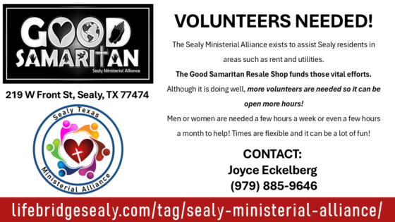 VOLUNTEERS NEEDED — Good Samaritan Resale Shop