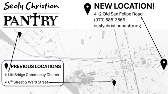 NEW LOCATION — Sealy Christian Pantry